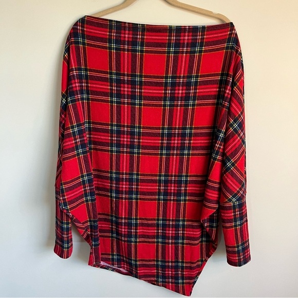 Heimish USA Off Shoulder Holiday Long Sleeve Top - Red Tartan - Size XL - EUC - Picture 6 of 6
